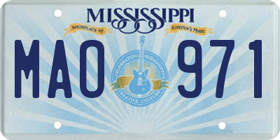 MS license plate MAO971