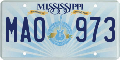 MS license plate MAO973