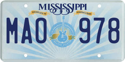 MS license plate MAO978