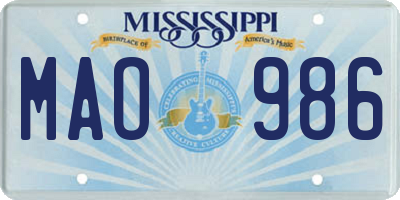 MS license plate MAO986