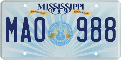 MS license plate MAO988