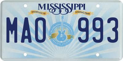 MS license plate MAO993