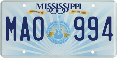 MS license plate MAO994