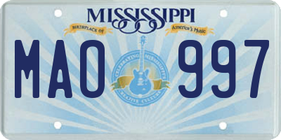 MS license plate MAO997