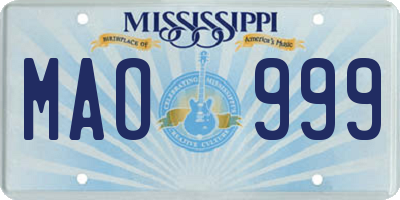 MS license plate MAO999