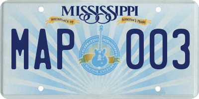 MS license plate MAP003