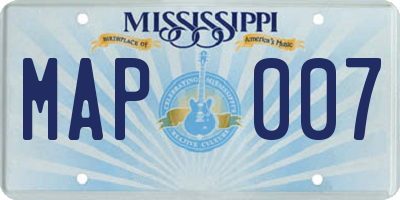 MS license plate MAP007