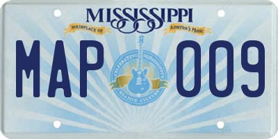 MS license plate MAP009