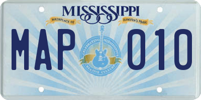 MS license plate MAP010