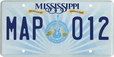 MS license plate MAP012