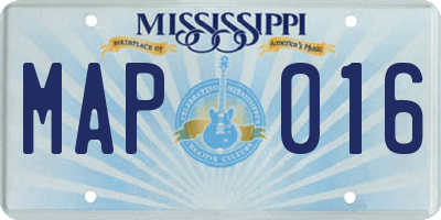 MS license plate MAP016