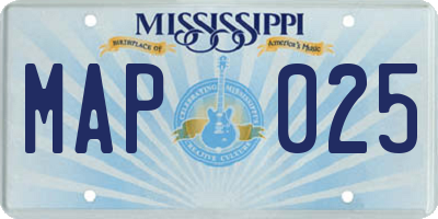 MS license plate MAP025