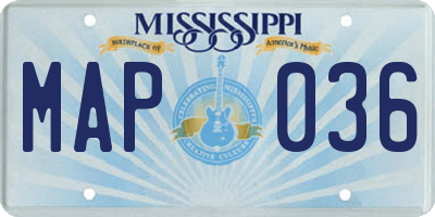 MS license plate MAP036