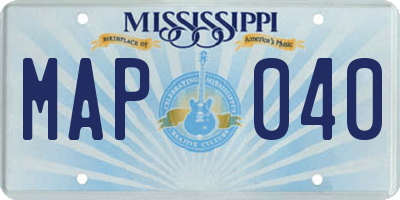 MS license plate MAP040