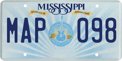 MS license plate MAP098