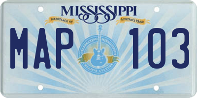 MS license plate MAP103