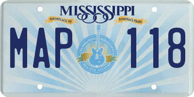MS license plate MAP118
