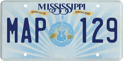 MS license plate MAP129