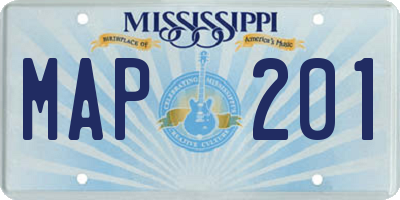 MS license plate MAP201