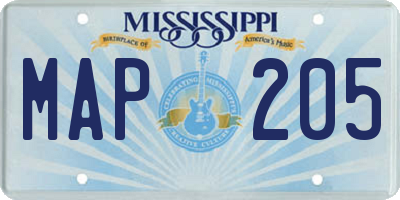 MS license plate MAP205