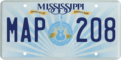 MS license plate MAP208