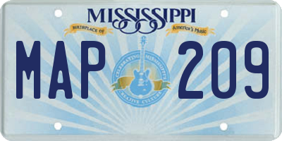 MS license plate MAP209
