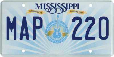 MS license plate MAP220