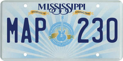 MS license plate MAP230