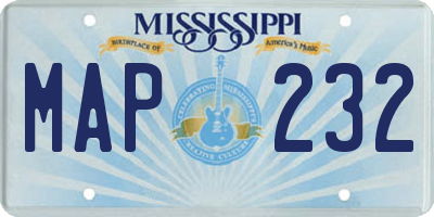 MS license plate MAP232