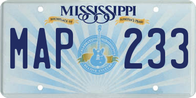 MS license plate MAP233