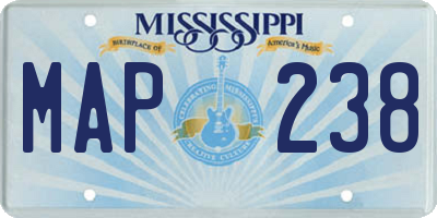 MS license plate MAP238