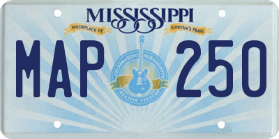 MS license plate MAP250