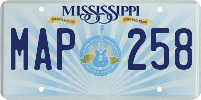 MS license plate MAP258