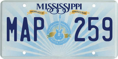 MS license plate MAP259