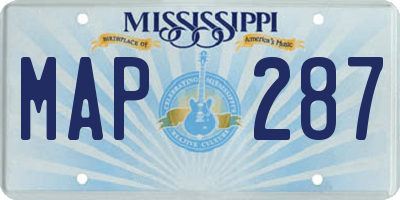 MS license plate MAP287
