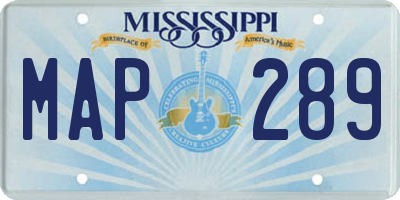MS license plate MAP289