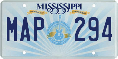 MS license plate MAP294