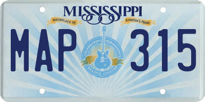 MS license plate MAP315