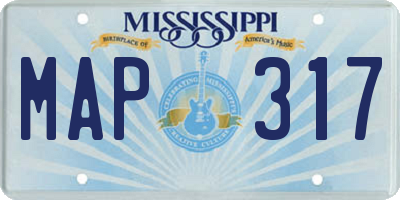 MS license plate MAP317