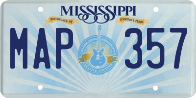 MS license plate MAP357