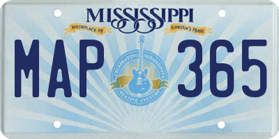 MS license plate MAP365