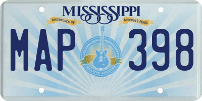 MS license plate MAP398