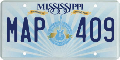 MS license plate MAP409