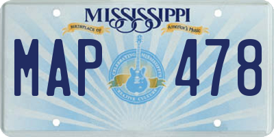 MS license plate MAP478
