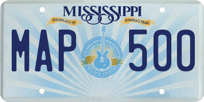 MS license plate MAP500
