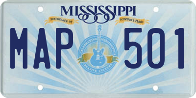 MS license plate MAP501