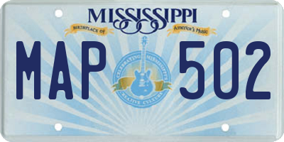 MS license plate MAP502