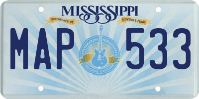 MS license plate MAP533
