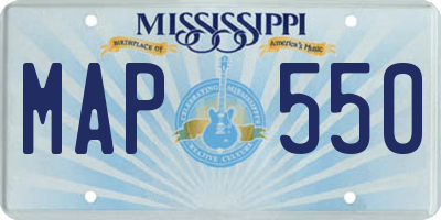 MS license plate MAP550