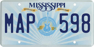 MS license plate MAP598